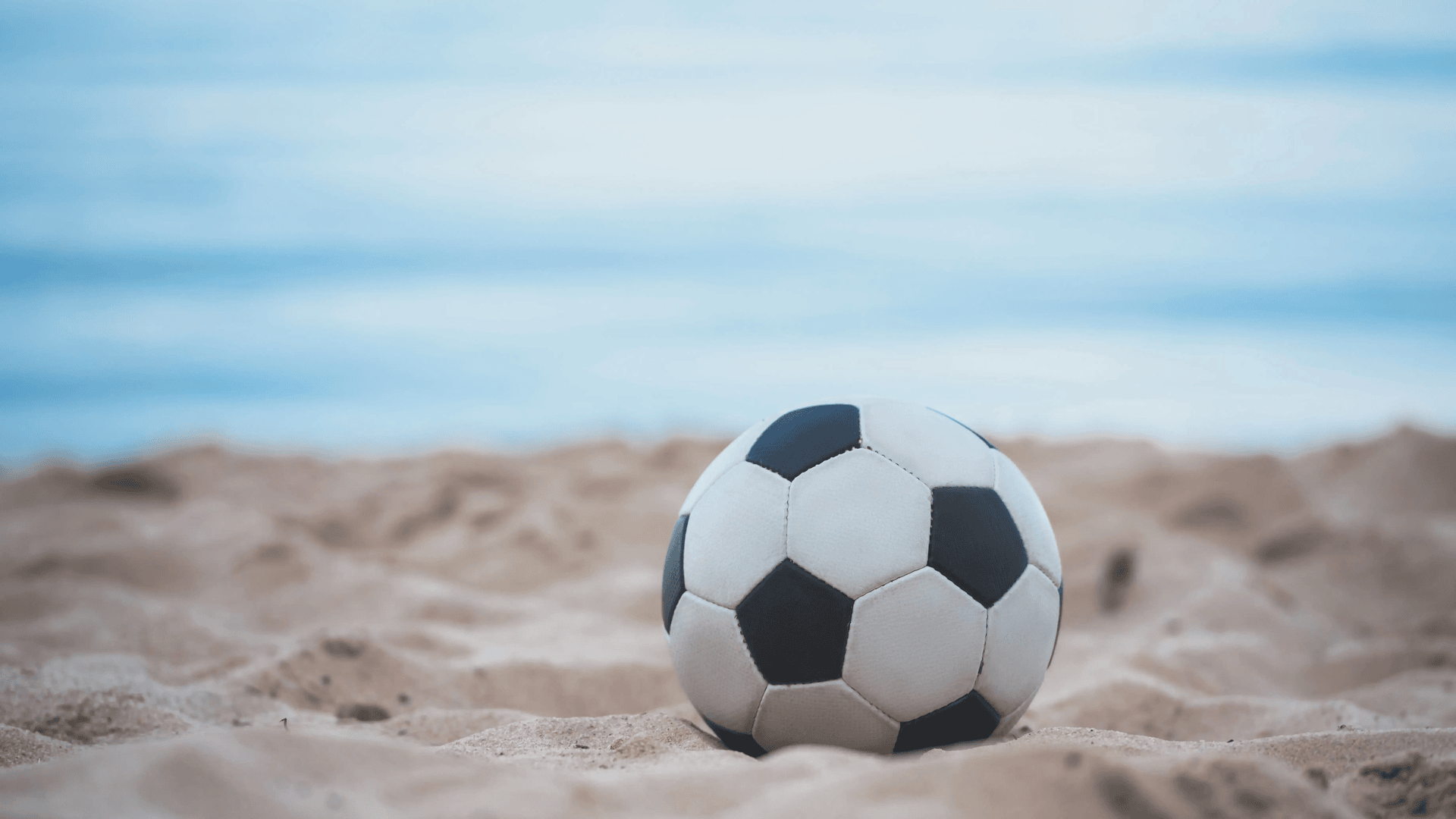 White and Black Ball on the Sea Sand