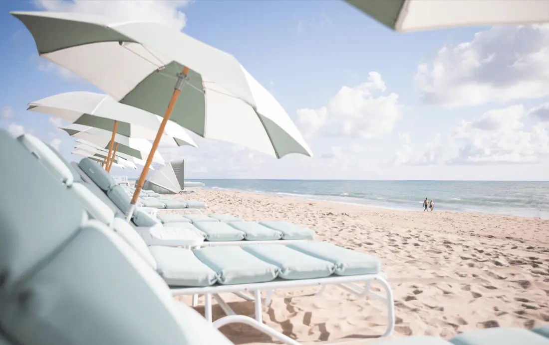 Seats with Umbrellas on the Beach