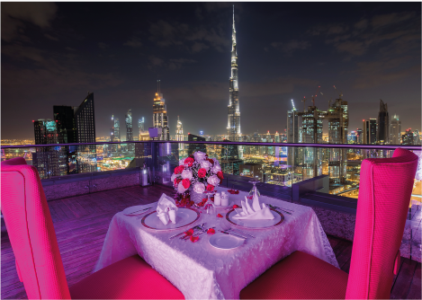 Dinner Table for a Couple Overlooking Burj Khalifa