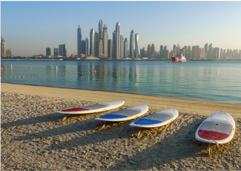 Paddle Boards on a beach in Dubai